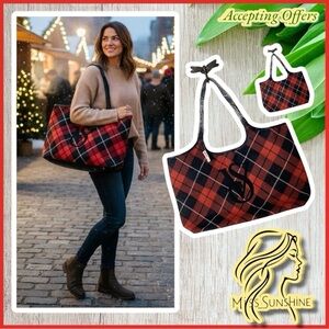 Victoria's Secret NEW - plaid tweedy thick fabric roomy shoulder bag